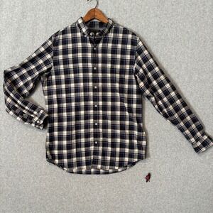 Banana Republic Men's Large Tall Button Down Shirt Plaid Luxe Flannel Slim Fit‎